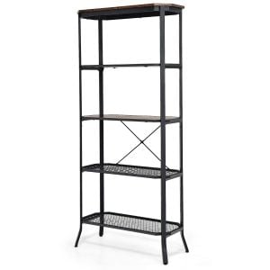 5-tier Bookshelf With Steel Frame For Living Room Black