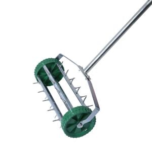 Lawn Aerator Roller Scarifier  Rolling Steel Spike Tool Garden Yard
