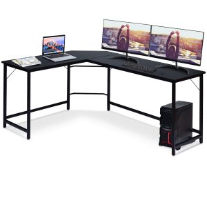 L-shaped Corner Computer Desk With Cpu Stand For Home And Office Black