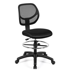 Mesh Drafting Chair With Lumbar Support & Adjustable Footrest Ring