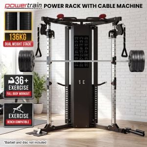 Powertrain Home Gym Station Functional Trainer Cable Power Rack Corner 136kg Weight Stack