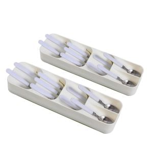 Cutlery Organiser Drying Tray Kitchen Drawer Organizer SpoonBox x2