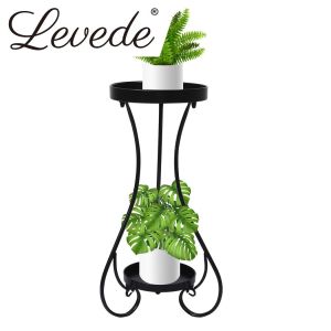 Plant Stand 2 Tiers Outdoor Indoor Metal Flower Pots Garden Shelf