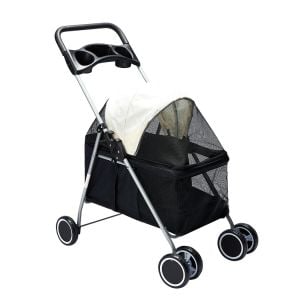Pet Stroller Dog Pram Large Travel Pushchair Foldable Carrier Black