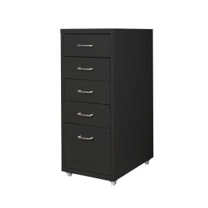 5 Drawers Portable Cabinet  Storage Steel Stackable Organiser Black