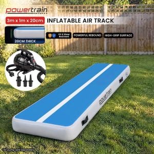 3m x 1m Air Track Inflatable Tumbling Gymnastics Mat - Blue White
