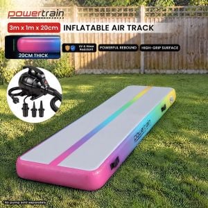 3m x 1m Air Track Tumbling Mat Gymnastics Exercise Inflatable - Rainbow