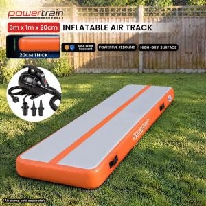 3m x 1m Air Track Inflatable Tumbling Mat Gymnastics - Orange Grey