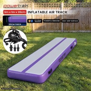 3m x 1m Air Track Inflatable Tumbling Mat Gymnastics - Purple Grey
