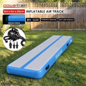 Powertrain 3m x 1m x 20cm Air Track Inflatable Gymnastics Mat - Blue