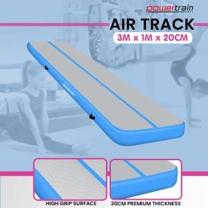 Powertrain 3m x 1m x 20cm Air Track Inflatable Gymnastics Mat - Blue
