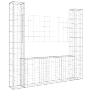 U-shape Gabion Basket With 2 Posts Iron 140x20x150cm