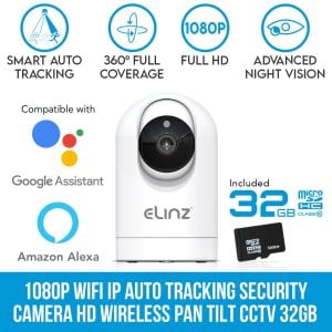 Elinz 1080p Wifi Ip Auto Tracking Security Camera Hd Wireless Cctv