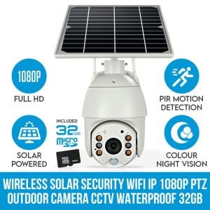 Elinz Wireless Solar Security Wifi Ip 1080p Ptz Outdoor Camera Cctv