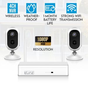 Wireless Battery Security HD Wifi 2x Camera Cctv System NVR No HDD