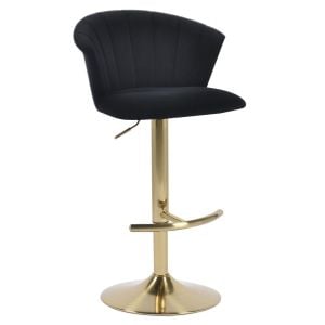 Flare Golden Velvet Gas Lift Barstool Kitchen Backrest - Black