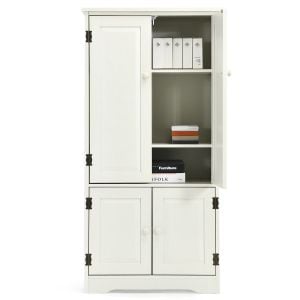123cm Freestanding Storage Cabinet w/ Adjustable Shelf - White