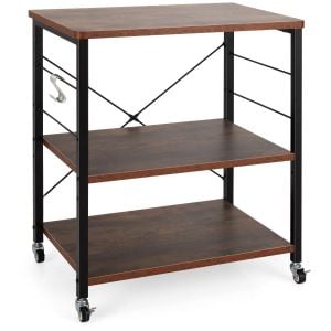 3-layer Kitchen Rolling Entryway Cart With Wheels - Rustic Brown