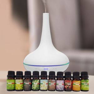 Aroma Diffuser Set With 10 Pack Diffuser Oils Humidifier Aromatherapy - White
