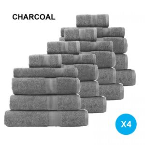 20Pc Cotton Bamboo Towel Bundle Set 450GSM Luxury Absorbent - Charcoal