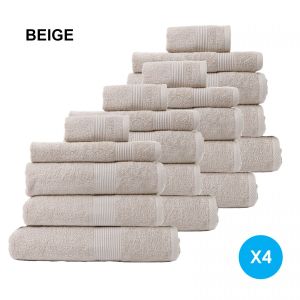 20pc Cotton Bamboo Towel Bundle Set 450GSM Luxurious Absorbent - Beige