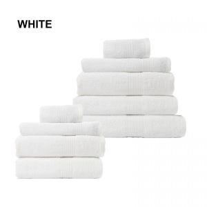 9 Piece Cotton Bamboo Towel Bundle Set 450GSM Luxurious - White