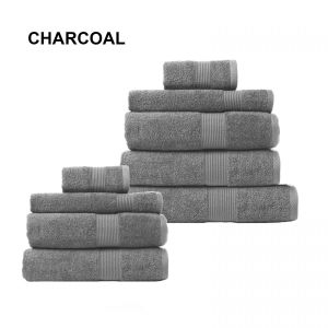 9 Pc Cotton Bamboo Towel Bundle Set 450GSM Luxurious - Charcoal