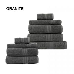 9 Pc Cotton Bamboo Towel Bundle Set 450GSM Luxurious - Granite