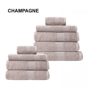 9 Piece Cotton Bamboo Towel Bundle Set 450GSM Luxurious - Champagne
