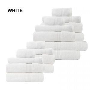 18 Pcs Cotton Bamboo Towel Bundle Set 450GSM Luxurious - White