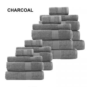 18 Pc Cotton Bamboo Towel Bundle Set 450GSM Luxurious - Charcoal