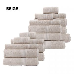 18 Piece Cotton Bamboo Towel Bundle Set 450GSM Luxurious - Beige