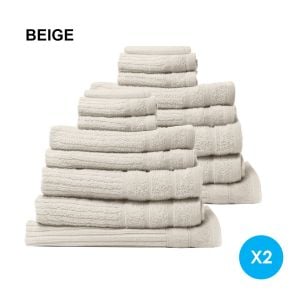 16 Piece Egyptian Cotton Eden Towel Set 600GSM Luxurious - Beige
