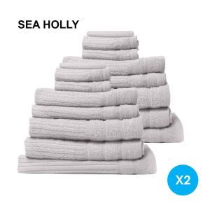 16 Piece Egyptian Cotton Eden Towel Set 600GSM Luxurious - Sea Holly