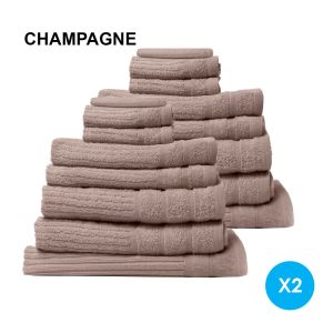 16 Piece Egyptian Cotton Towel Set 600GSM Luxurious  - Champagne