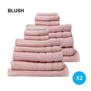 16 Piece Egyptian Cotton Eden Towel Set 600GSM Luxurious - Blush