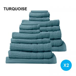 16 Piece Egyptian Cotton Eden Towel Set 600GSM Luxurious - Turquoise