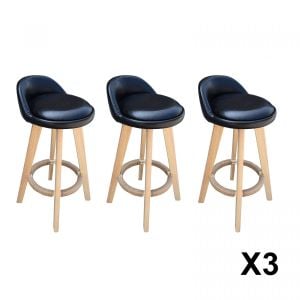 3x Phoenix Black Chairs Kitchen Dining Chair Bar Stool Black