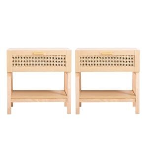Santiago Rattan Bedside Table Drawers Nightstand Cabinet x 2