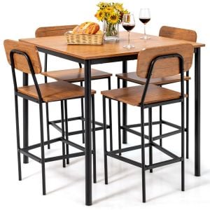 5 Pieces Industrial Dining Set Bar Counter Height Table And 4 Stools