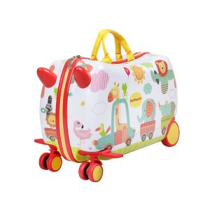 Kids Ride On Suitcase Children Travel Luggage Carry Bag - Zoo