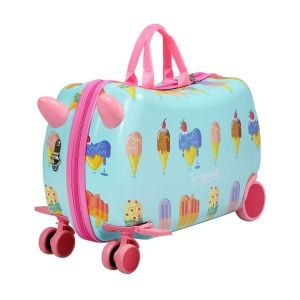Kids Ride On Suitcase Children Travel Luggage Carry Bag Ice Cream