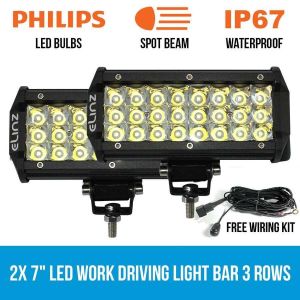 2x 7In Led Work Driving Light Bar Philips Spot Offroad 3 Rows