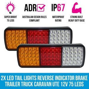 Elinz 2x Led Trailer Light Reverse Indicator Brake Tail Lights
