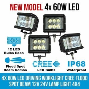 Elinz 4x 60w Led Driving Worklight Cree Flood Spot Beam 12v 24v