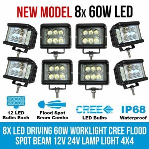 Elinz 8x 60w Led Driving Worklight Flood Spot Beam Cree 12v 24v