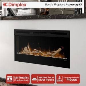 Dimplex 34-inch Linear Fireplace Driftwood and River Rock Accessory Package
