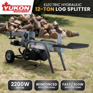 Yukon 12 Tonne Electric Hydraulic Log Splitter Heavy-Duty Firewood Splitter