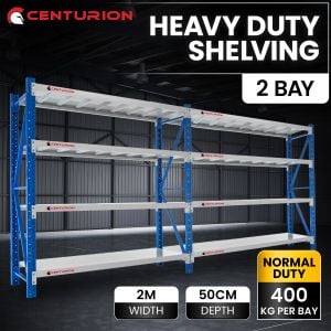 Centurion Standard 2-Bay 2M Wide Heavy Duty Shelving 400kg
