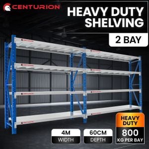 Centurion 2 Bay Garage Storage Steel Rack Long Span Shelving 2m-wide